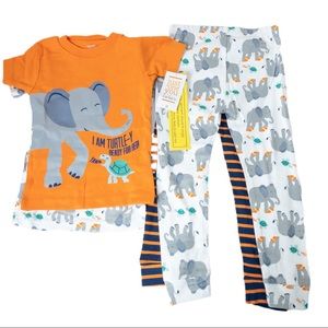 Carter's Elephant and Turtle Patterned PJ Set 2T